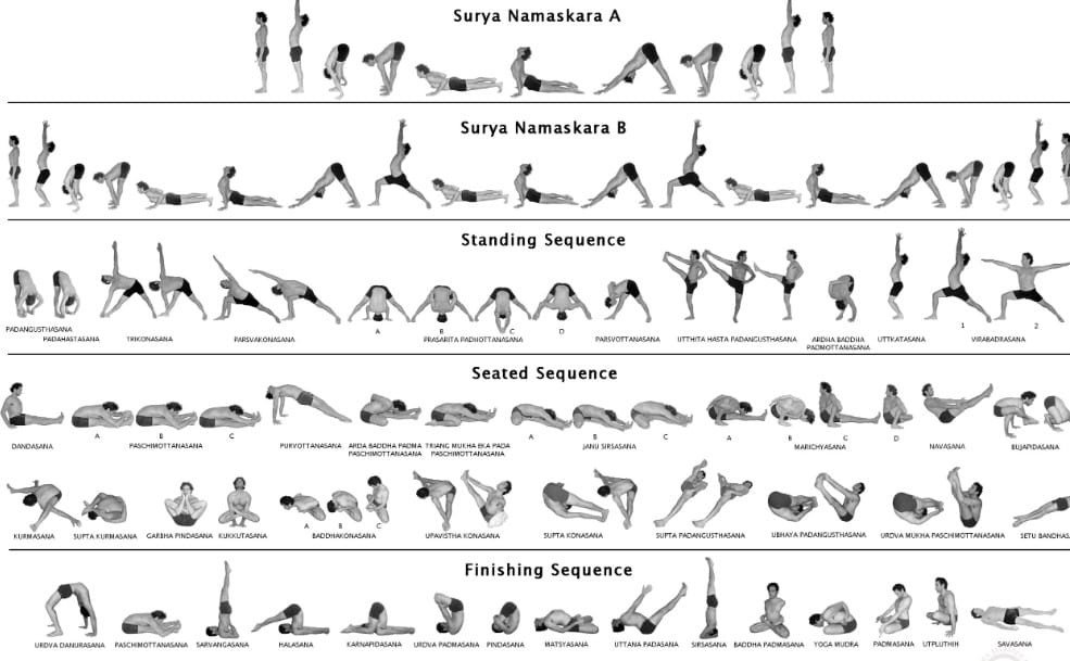 Chuỗi các tư thế đứng trong Ashtanga Yoga thể hiện tính liên tục và sức mạnh