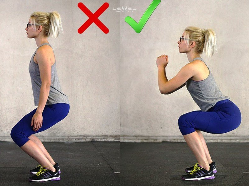Hình ảnh minh họa lỗi hạ người không đủ sâu khi Squat